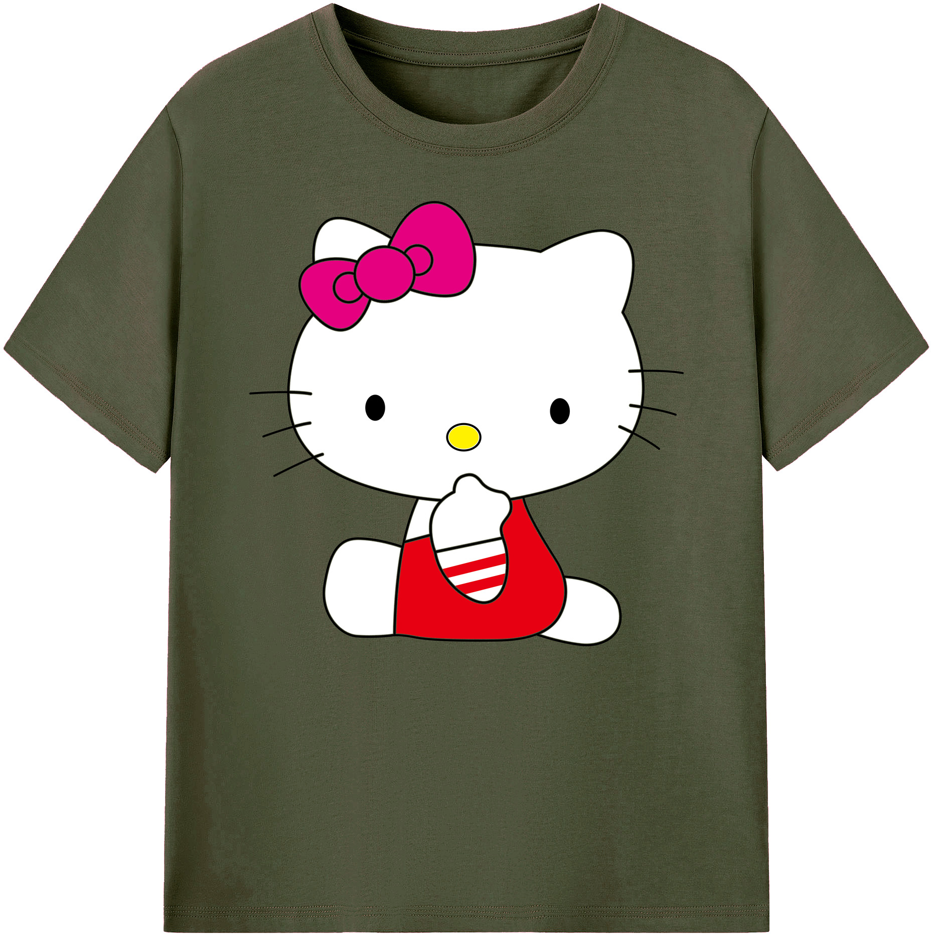 （画像用） Hello Kitty ハローキティ 綿100％ メンズ半袖Tシャツ｜肌触りやわらか＆通気性